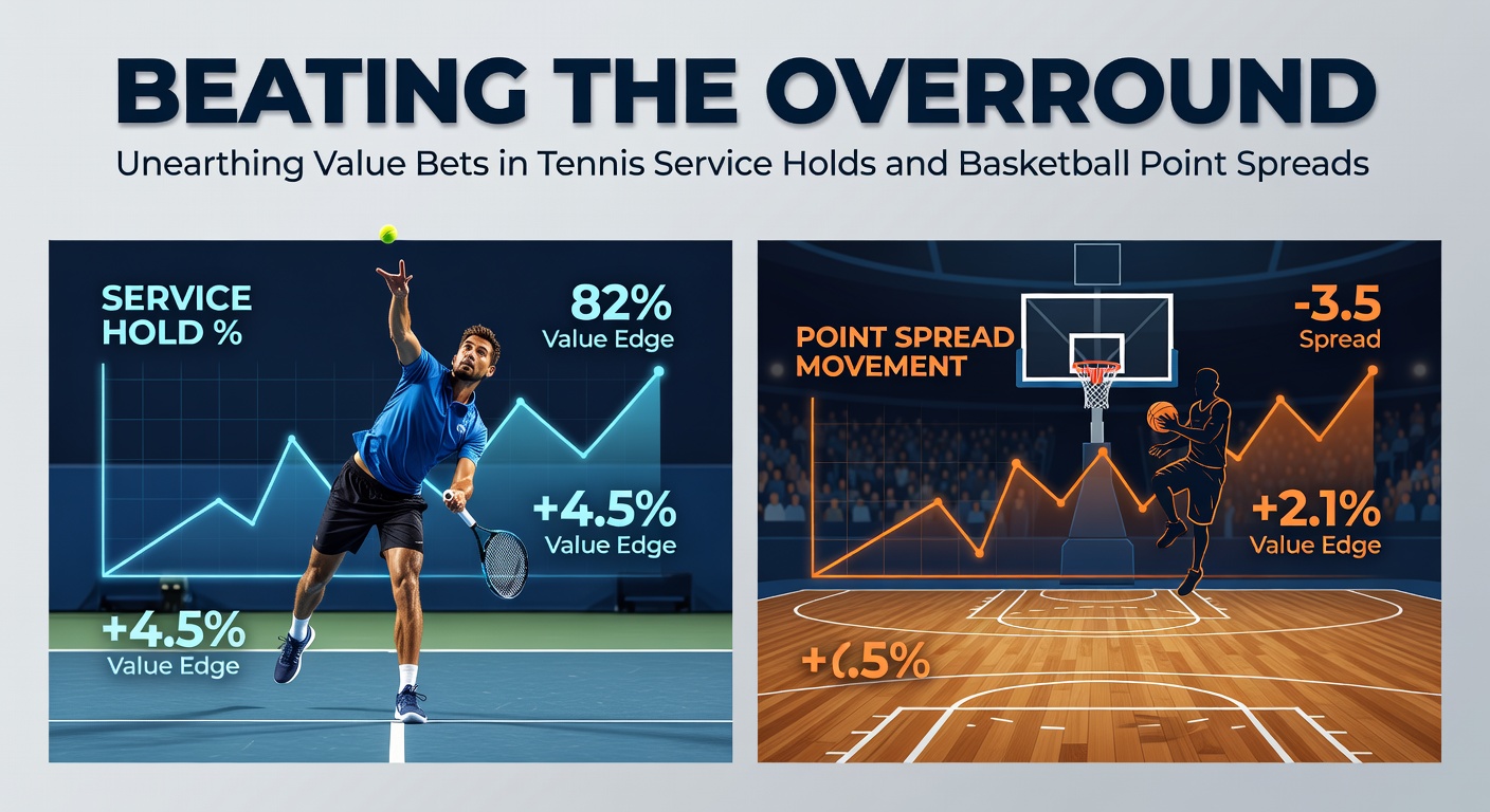 Tennis player serving intensely on clay court with basketball court blurred in background, symbolizing cross-sport value betting strategies