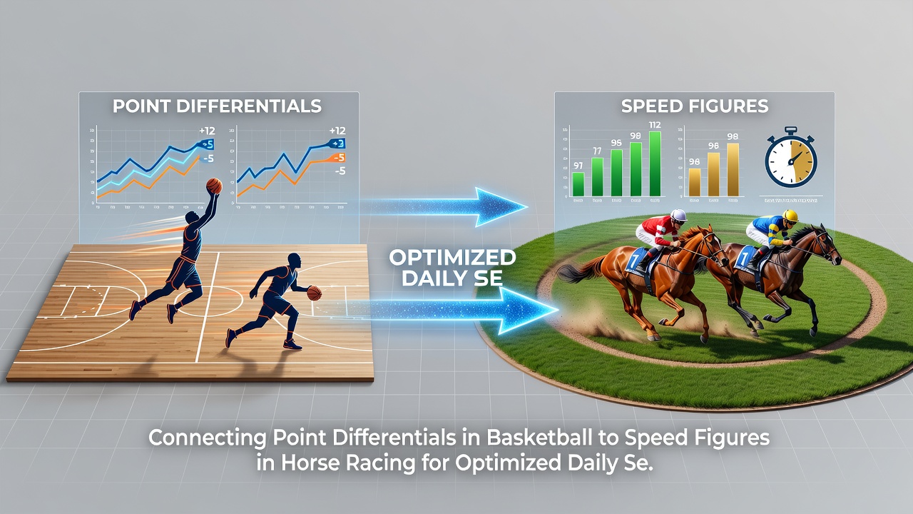 Analyst workstation displaying synchronized basketball and horse racing performance datasets for daily selection refinement