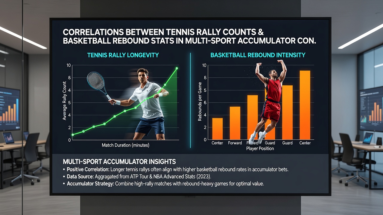 Side-by-side charts displaying tennis rally length trends and basketball rebound percentage distributions