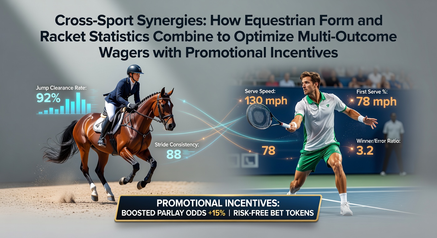 Equestrian athletes and tennis players shown side by side with statistical overlays for betting analysis