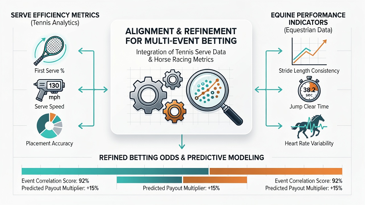Data dashboard displaying aligned tennis serve stats and horse performance graphs for betting analysis