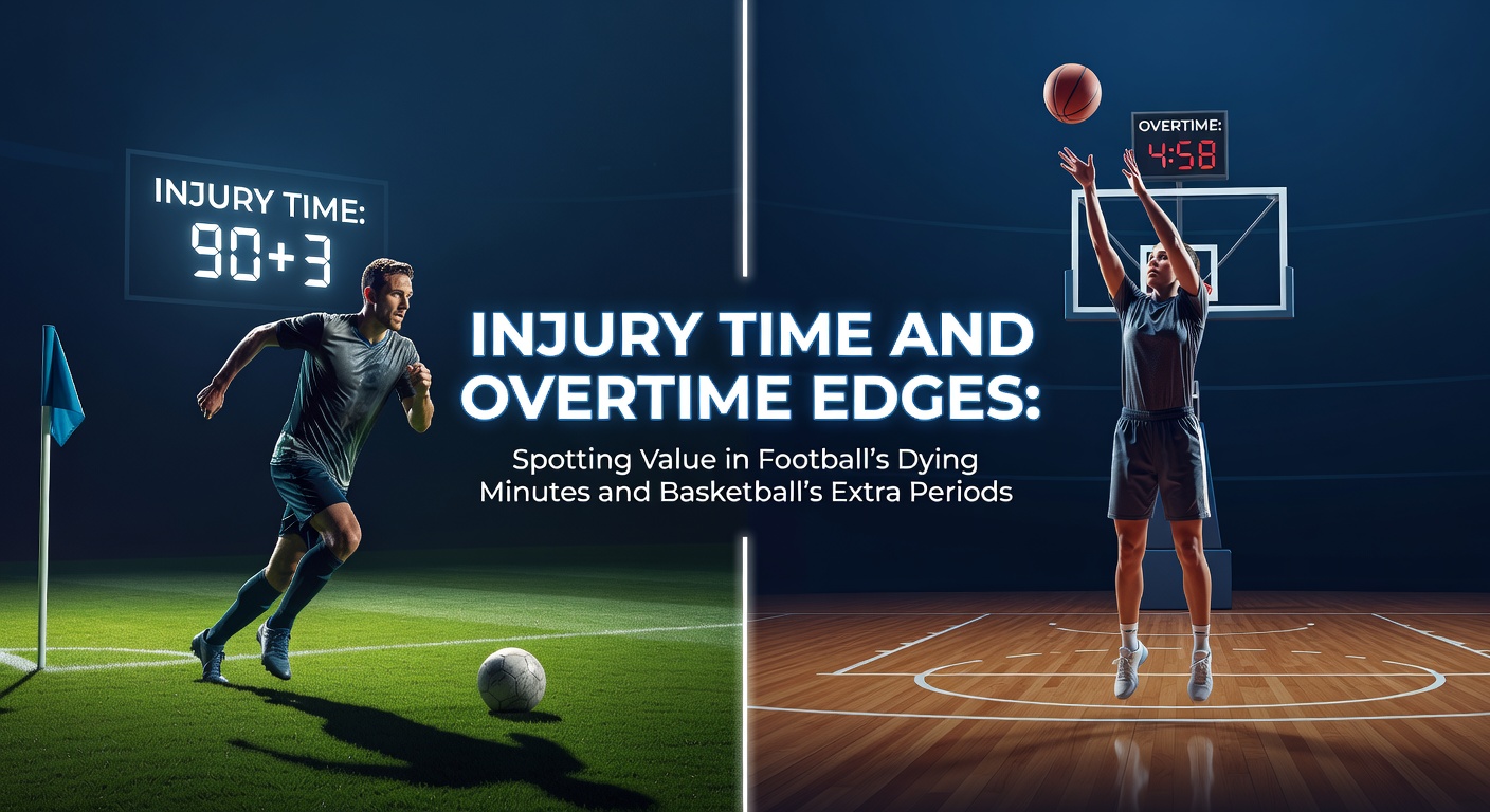 Soccer players scrambling during added time as the clock ticks down, highlighting intense late pressure