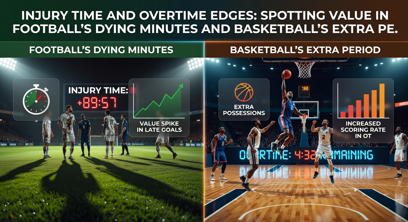Basketball players battling in overtime, with a dramatic shot attempt under the hoop amid roaring fans