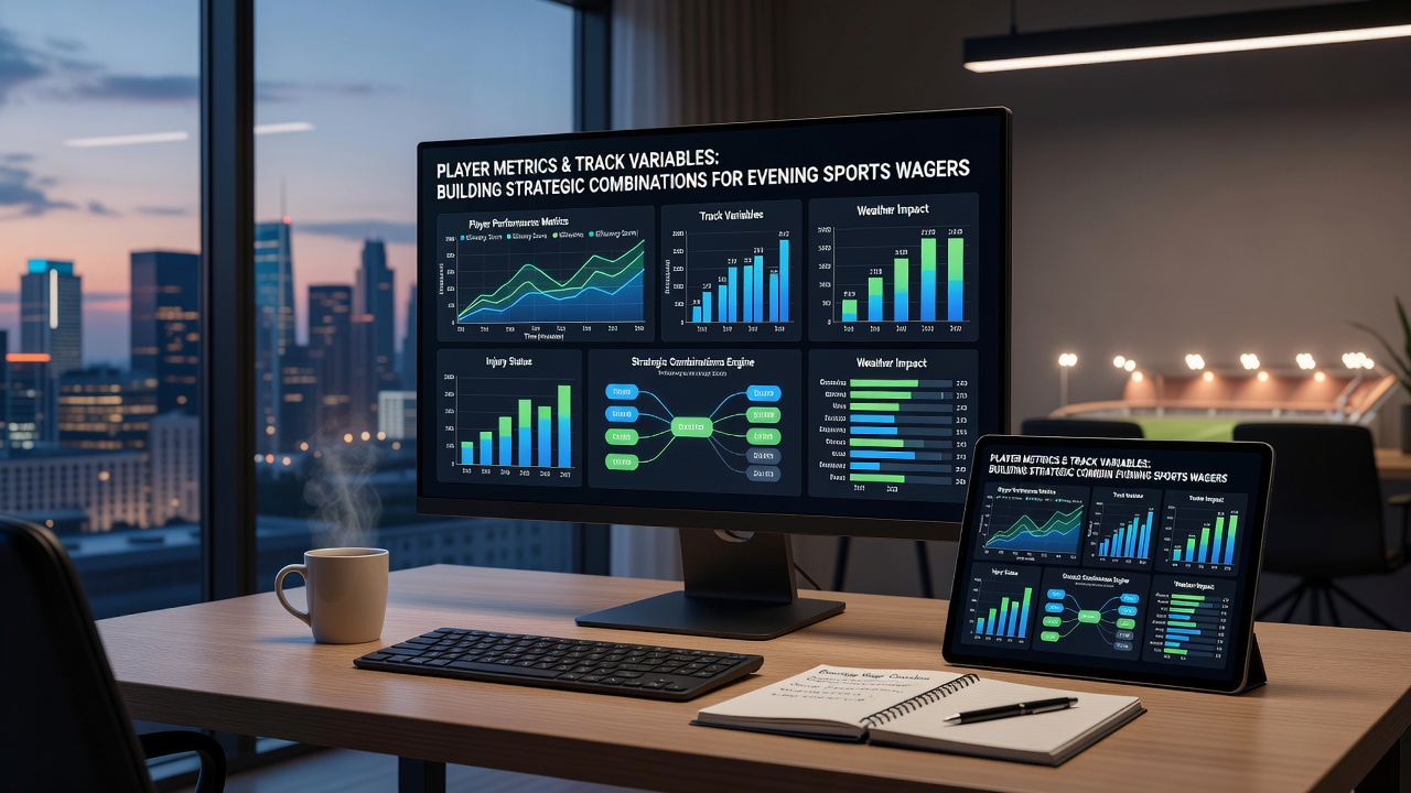 Split-screen view of evening basketball game statistics and horse racing track data overlays used for wager construction