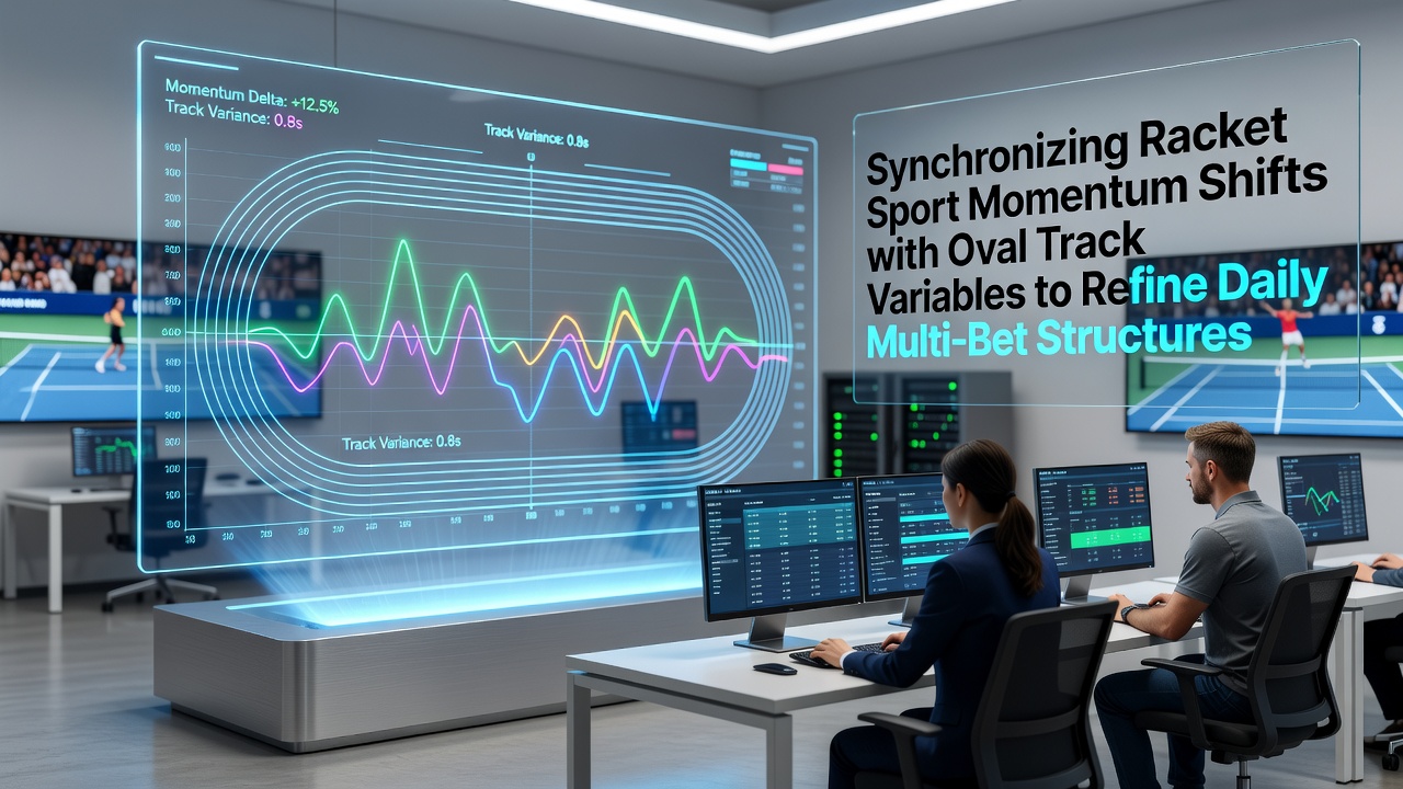 Tennis momentum indicators overlaid on oval track pace charts for multi-bet planning