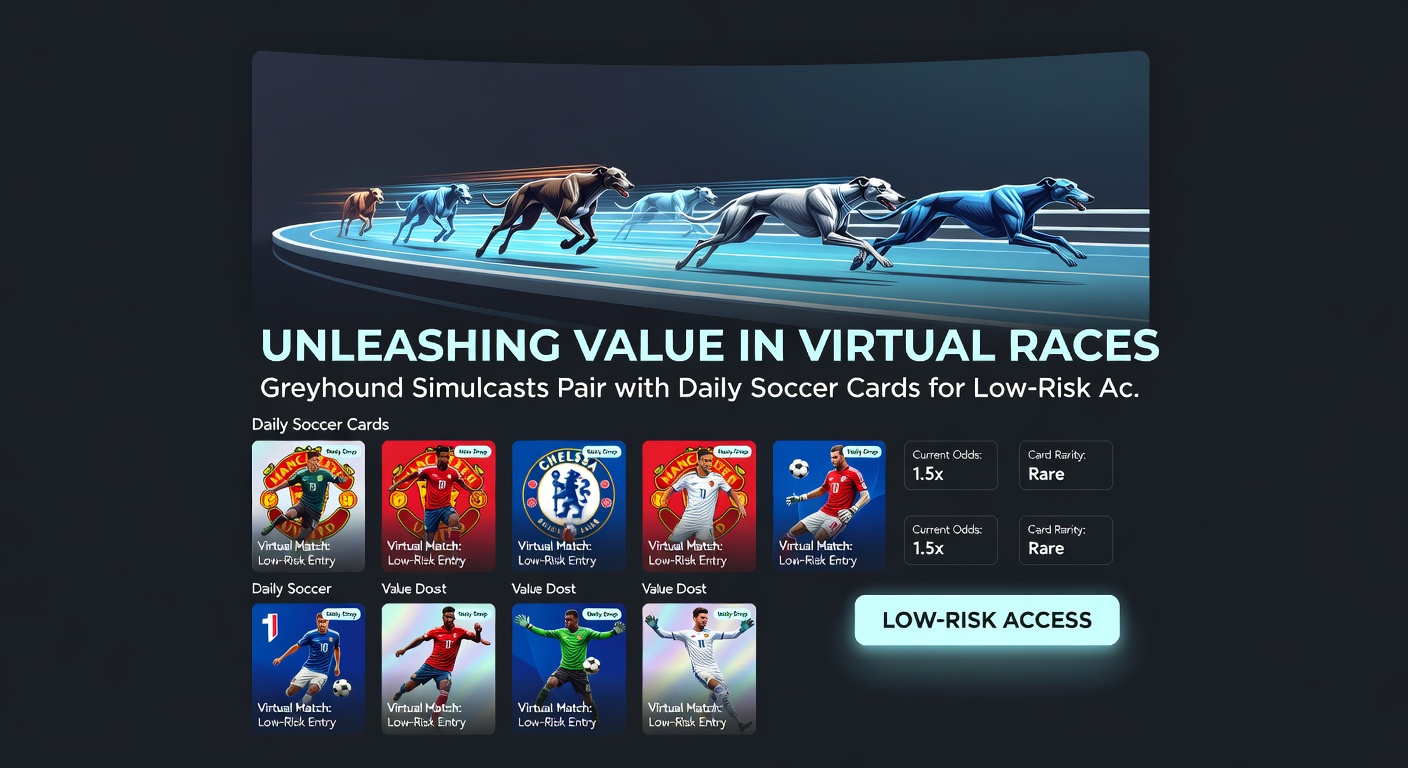 Close-up of a betting slip combining virtual greyhound place bets with soccer daily card selections, highlighting low-risk accumulator odds and potential payouts.