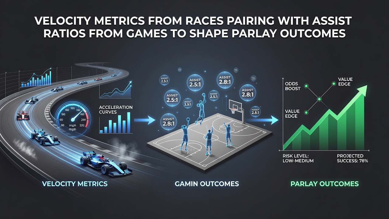 Visual representation of horse racing velocity data alongside basketball assist ratio charts used in parlay modeling