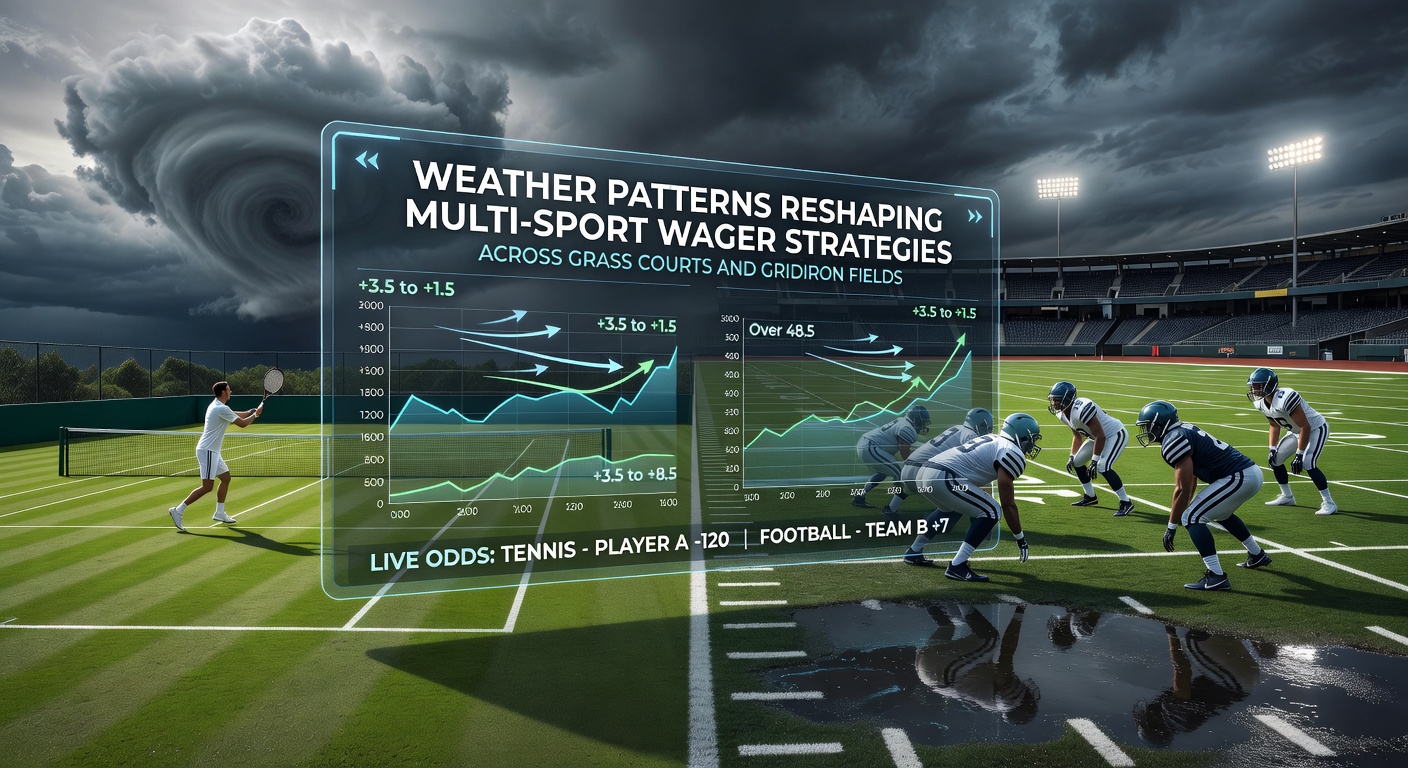 Weather conditions affecting tennis grass courts and American football fields during key events