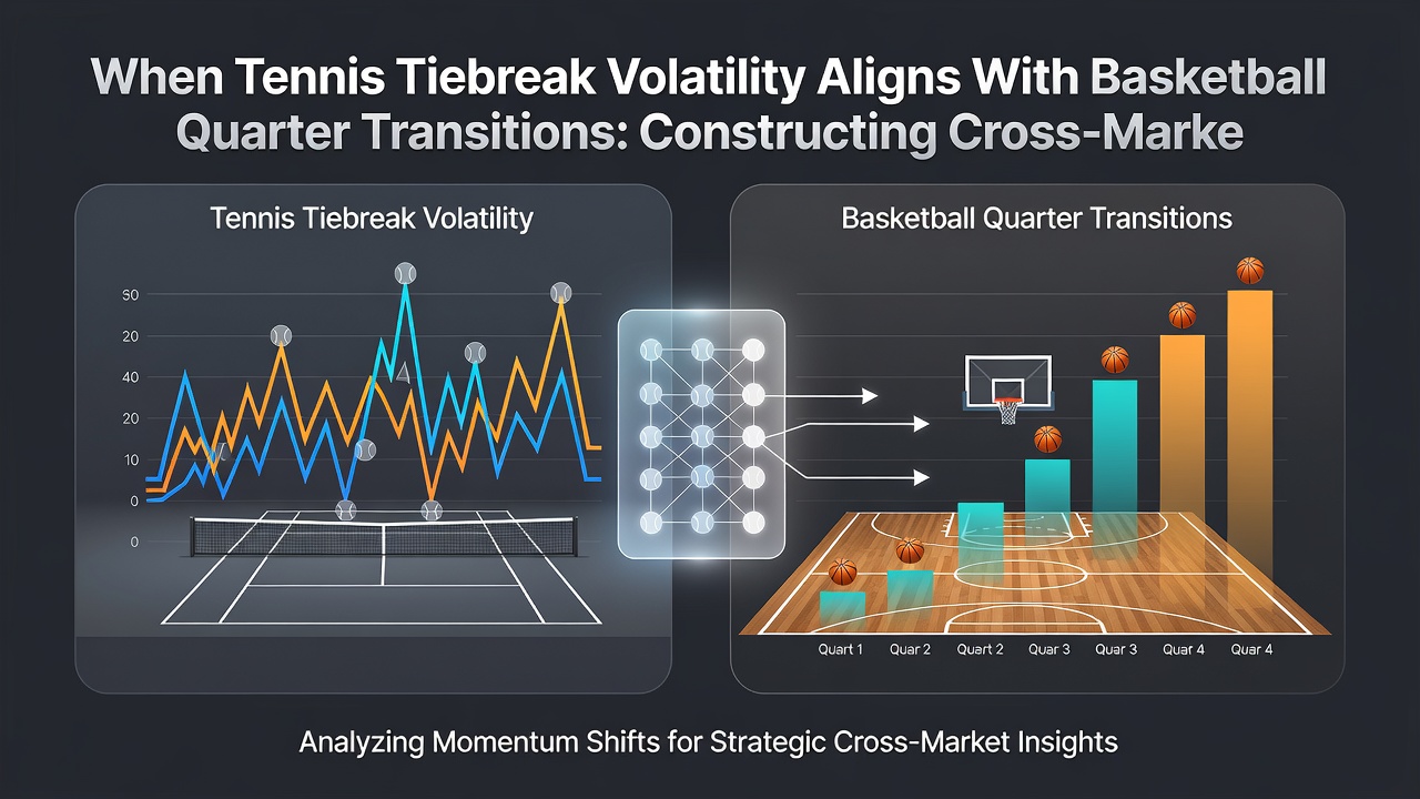 Data visualization showing overlapping volatility spikes between tennis tiebreaks and basketball quarters